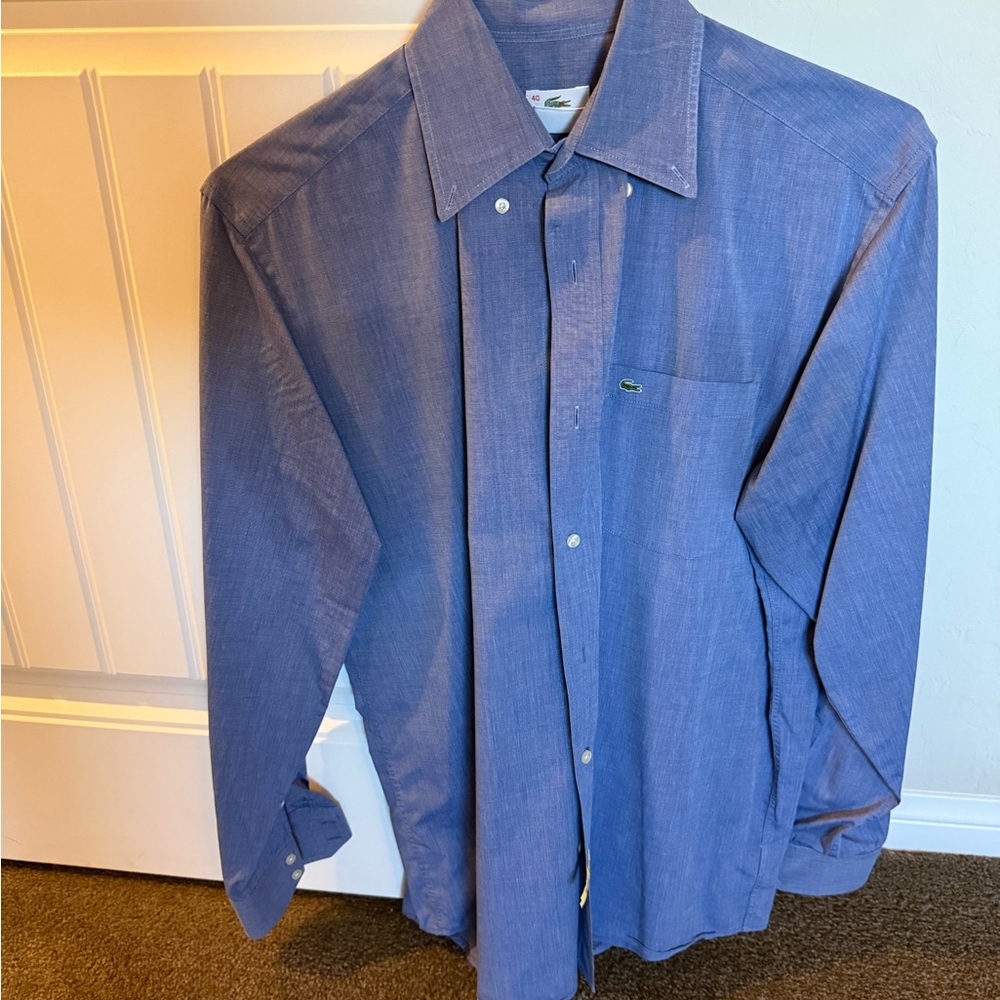 Lacoste Men's Casual Blue Button Down Shirt